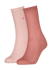 Calvin Klein Pink Womens Classic Socks 2 Pack with Reinforced Heel and Toe Combed - Image 2 of 2