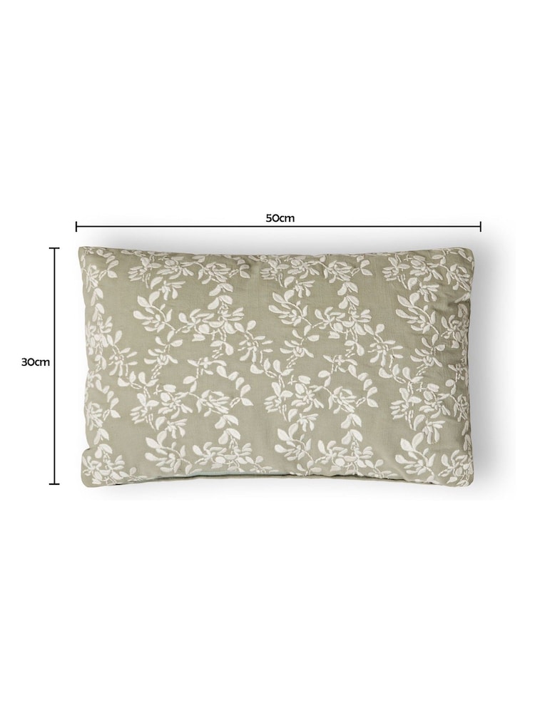BHS Sage Green Rustic Floral Print Cushion - Image 5 of 5