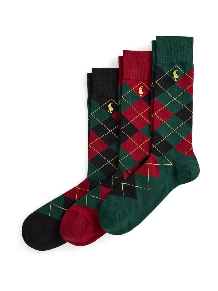 zelena - Polo Ralph Lauren Argle Pattern Crew Ankle Socks 3 Pack - Slika 1 iz 1