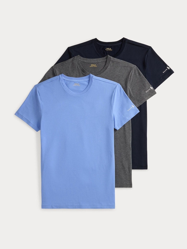 Blau - Polo Ralph Lauren Classic Crew Neck T-Shirts 3 Pack - Bild 1 von 5
