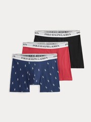 Polo Ralph Lauren Blue Chrome Long Cotton Stretch Contrast Waistband Boxers 3 Pack - Image 1 of 1