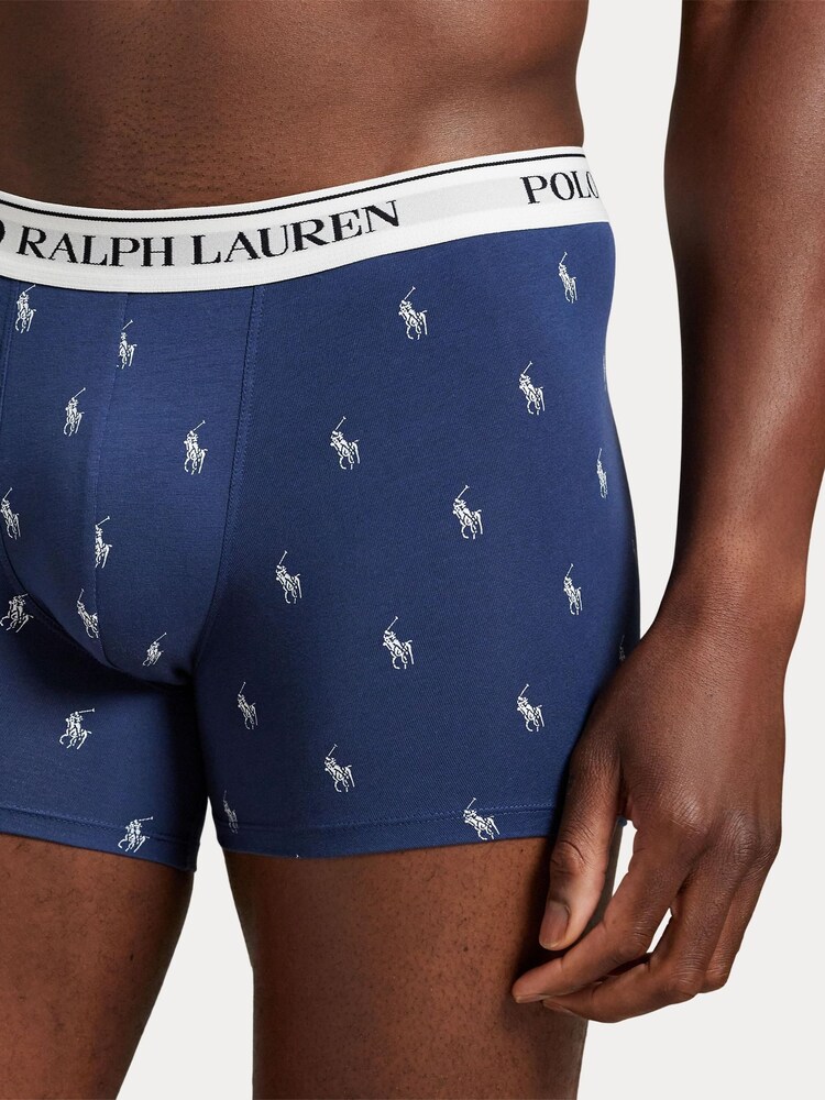 ブルー クローム - Polo Ralph Lauren ロング コットン ストレッチ コントラスト ウエストバンド ボクサー 3 枚組 - 画像 2 / 6
