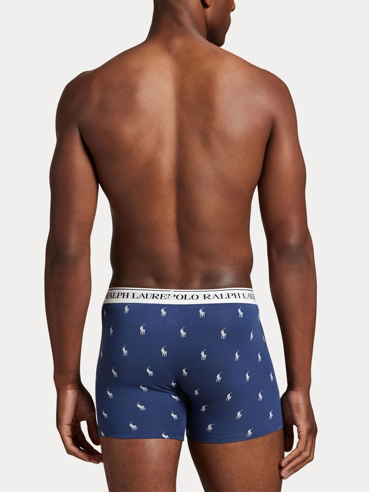 ブルー クローム - Polo Ralph Lauren ロング コットン ストレッチ コントラスト ウエストバンド ボクサー 3 枚組 - 画像 6 / 6
