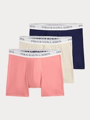 Polo Ralph Lauren Pink Long Cotton Stretch Contrast Waistband Boxers 3 Pack - Image 1 of 5