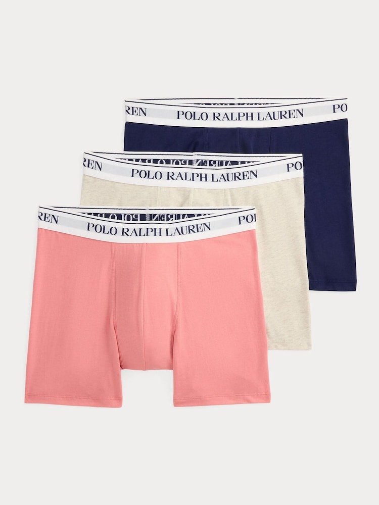 Polo Ralph Lauren Pink Long Cotton Stretch Contrast Waistband Boxers 3 Pack - Image 1 of 5