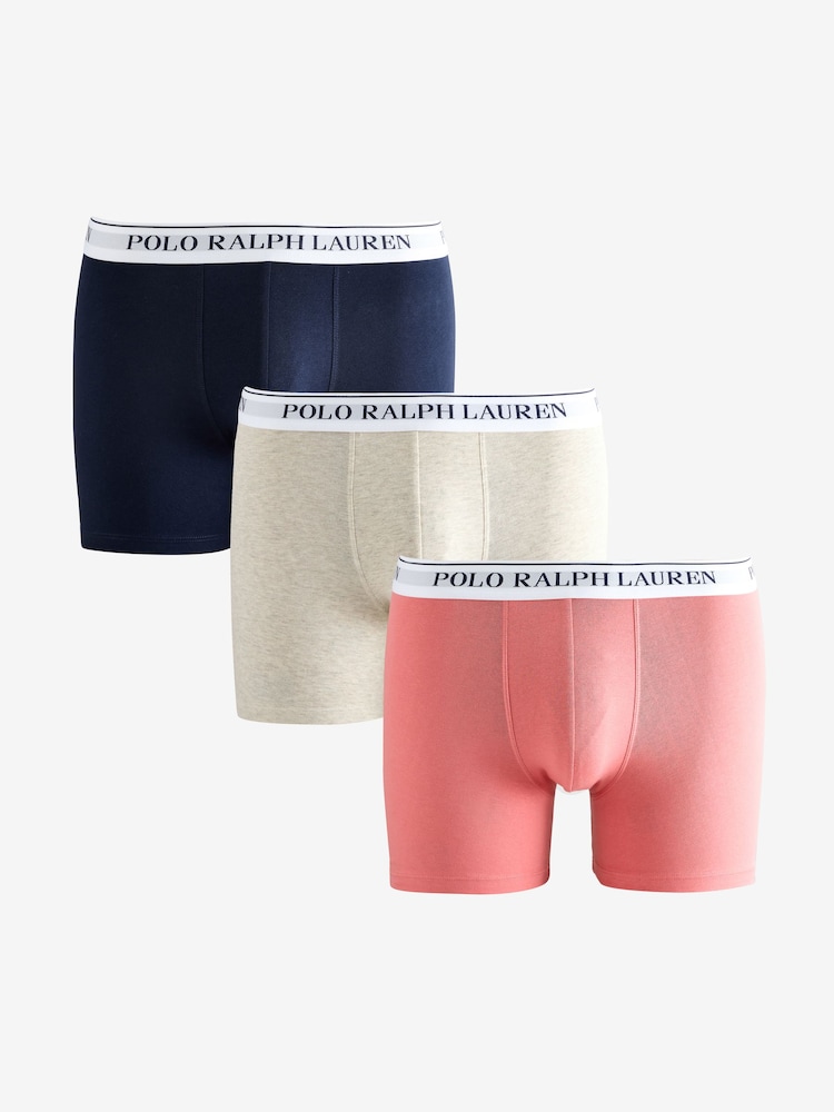 Polo Ralph Lauren Pink Long Cotton Stretch Contrast Waistband Boxers 3 Pack - Image 2 of 5