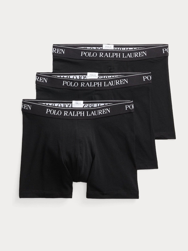 Polo Ralph Lauren Black Long Cotton Stretch Tonal Waistband Boxers 3 Pack - Image 1 of 4