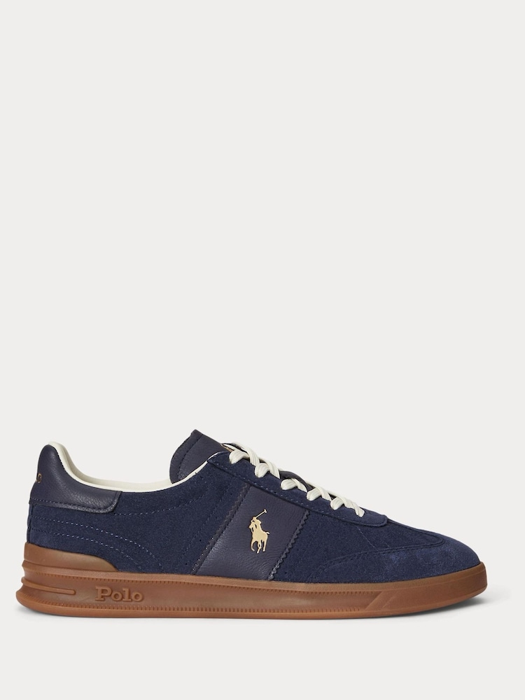 Polo Ralph Lauren Blue Hertitage Aera Suede Mix Trainers - Image 1 of 5