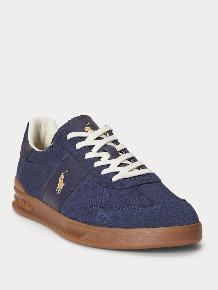 Polo Ralph Lauren Blue Hertitage Aera Suede Mix Trainers - Image 2 of 5