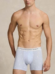 Polo Ralph Lauren Blue Dark Long Cotton Stretch Contrast Waistband Boxers 3 Pack - Image 2 of 5