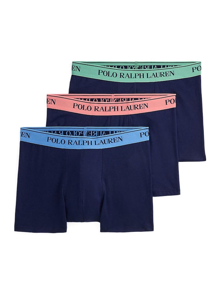 Polo Ralph Lauren Blue Stretch Cotton Boxers 3 Pack - Image 1 of 4 Polo Ralph Lauren Blue Stretch Cotton Boxers 3 Pack - Image 1 of 4