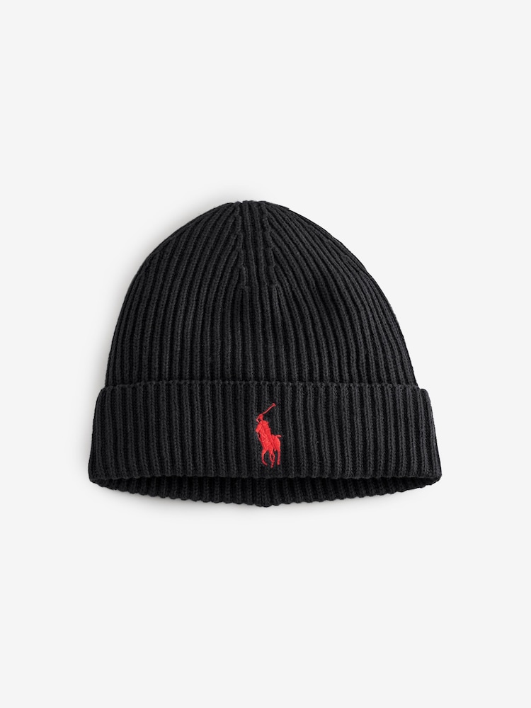 Polo Ralph Lauren Black Knit Beanie Hat - Image 1 of 1 Polo Ralph Lauren Black Knit Beanie Hat - Image 1 of 1