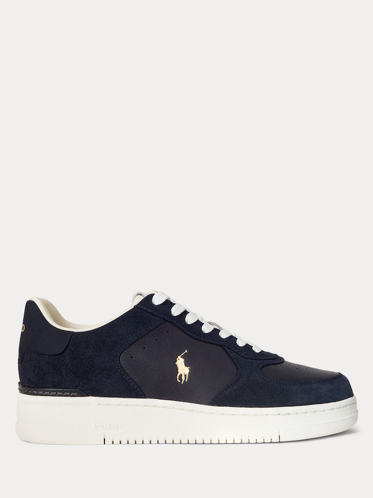 Polo Ralph Lauren Blue Masters Court Leather Trainers - Image 1 of 6 Polo Ralph Lauren Blue Masters Court Leather Trainers - Image 1 of 6