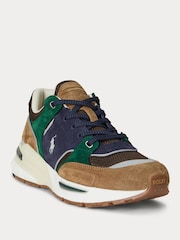 Polo Ralph Lauren Blue Trackster 250 Mix Material Sports Trainers - Image 2 of 5