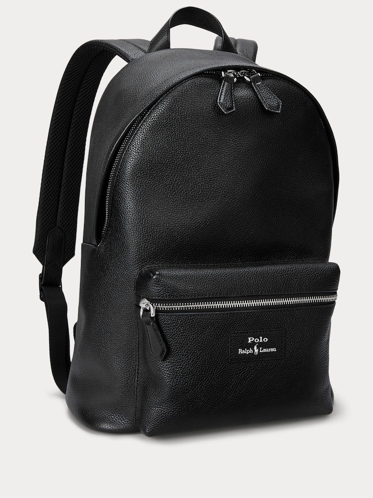 Buy Polo Ralph Lauren Black Pebbled Leather Backpack from  display picture 1