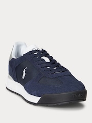 Polo Ralph Lauren Blue Varick Colourblock Leather Mix Trainers - Image 2 of 5