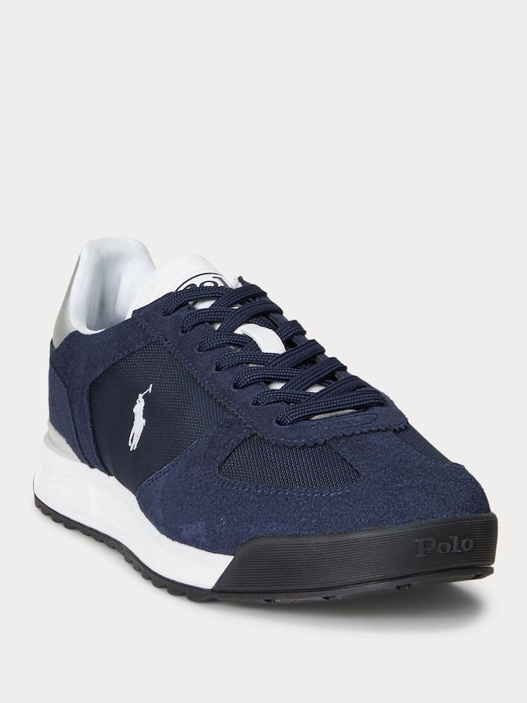 Polo Ralph Lauren Blue Varick Colourblock Leather Mix Trainers - Image 2 of 5