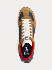 Polo Ralph Lauren Brown Varick Colourblock Leather Mix Trainers - Image 3 of 4