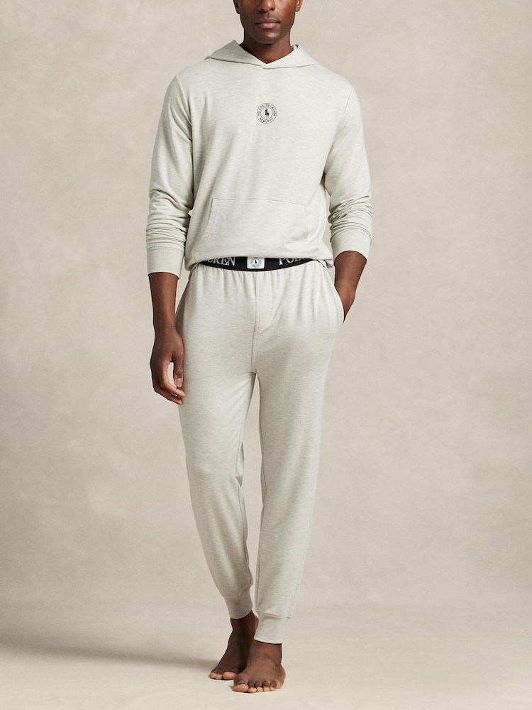 Polo Ralph Lauren Grey Taper Fit Logo Waistband Jersey Joggers - Image 2 of 3 Polo Ralph Lauren Grey Taper Fit Logo Waistband Jersey Joggers - Image 2 of 3