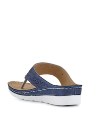Pavers Blue Heeled Toe-Post Wedges Sandals - Image 3 of 5