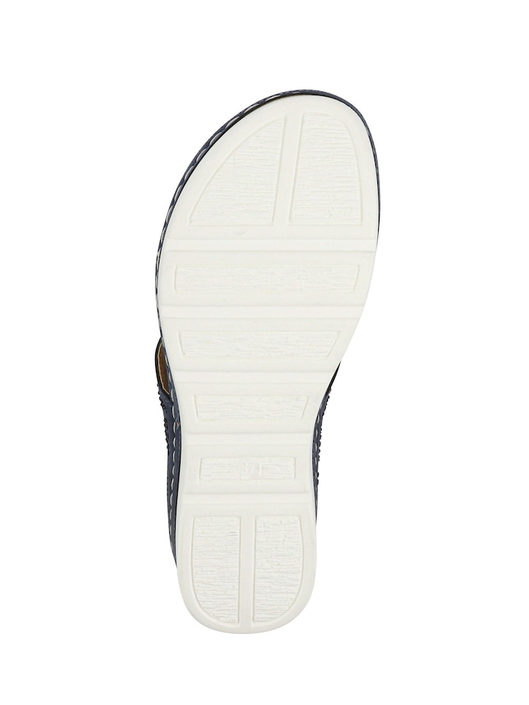 Pavers Blue Heeled Toe-Post Wedges Sandals - Image 5 of 5