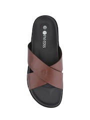 Pavers Brown Strappy Leather Slides - Image 5 of 5