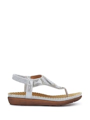 Pavers Silver Elasticated Toe-Post Sandals - Image 2 of 6