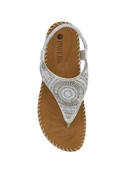 Pavers Silver Elasticated Toe-Post Sandals - Image 5 of 6