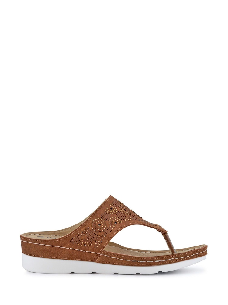 Marrón - Pavers Heeled Toe-Post Wedges Sandals - Imagen 1 de 5 Marrón - Pavers Heeled Toe-Post Wedges Sandals - Imagen 1 de 5
