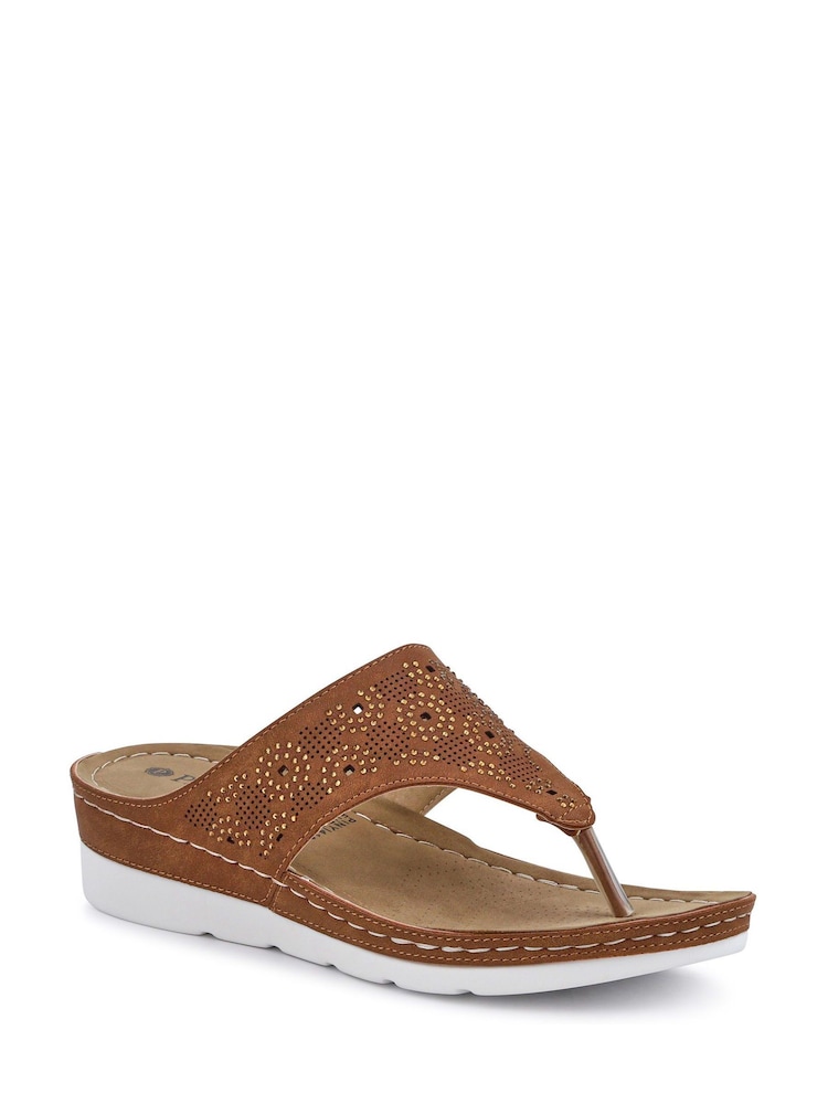 Marrón - Pavers Heeled Toe-Post Wedges Sandals - Imagen 2 de 5 Marrón - Pavers Heeled Toe-Post Wedges Sandals - Imagen 2 de 5