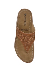 Pavers Brown Heeled Toe-Post Wedges Sandals - Image 4 of 5