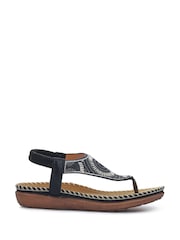 Negru - Pavers Elasticated Toe-Post Sandals - Imaginea 2 din 6