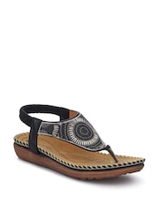 Negru - Pavers Elasticated Toe-Post Sandals - Imaginea 3 din 6