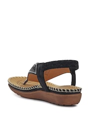 Negru - Pavers Elasticated Toe-Post Sandals - Imaginea 4 din 6