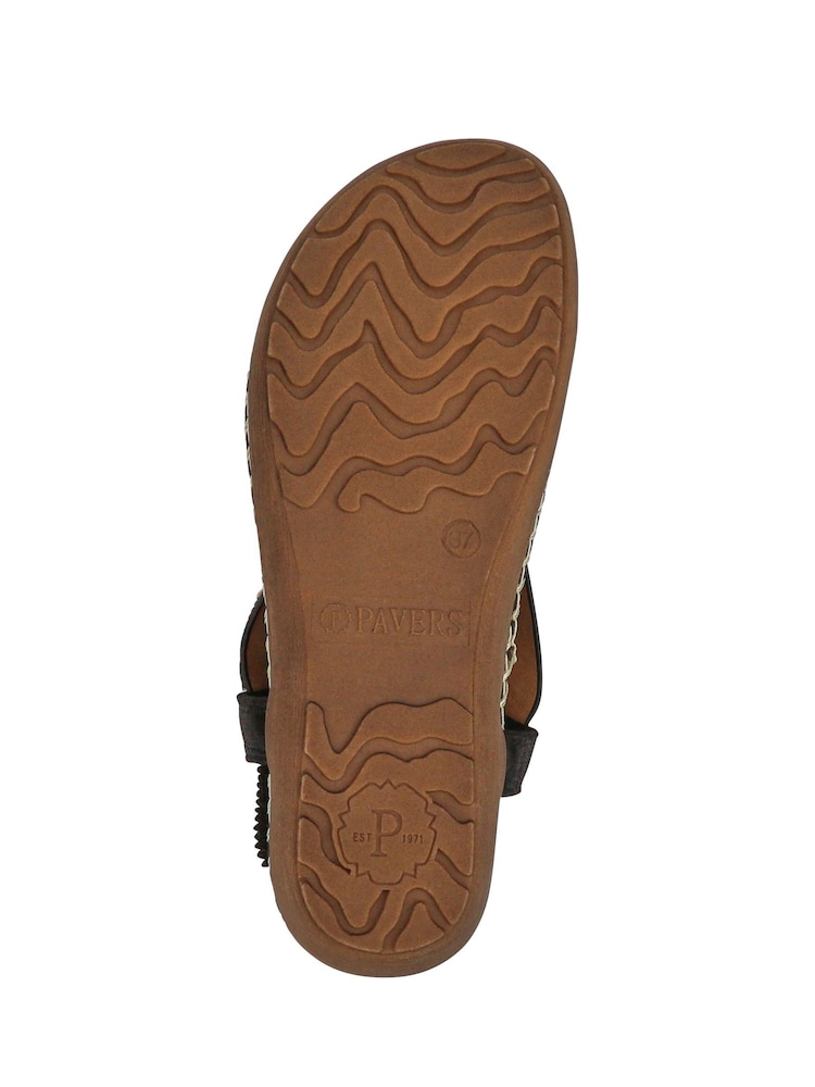 Negru - Pavers Elasticated Toe-Post Sandals - Imaginea 6 din 6
