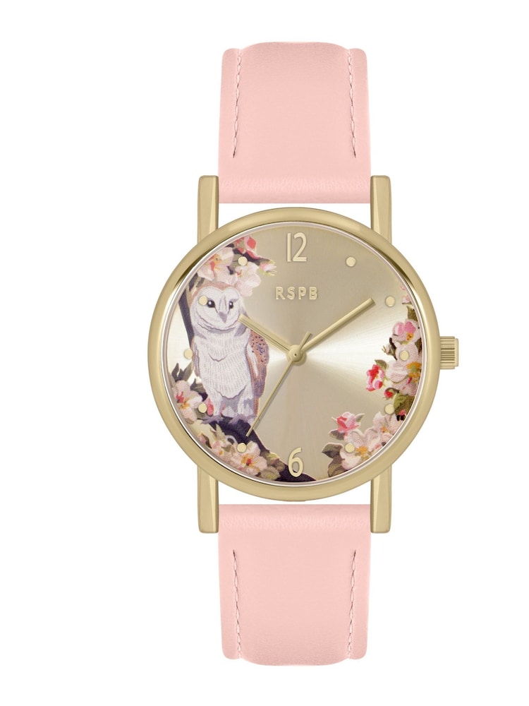 Tikkers Adult Pink RSPB Owl Printed Dial Watch - Image 1 of 3