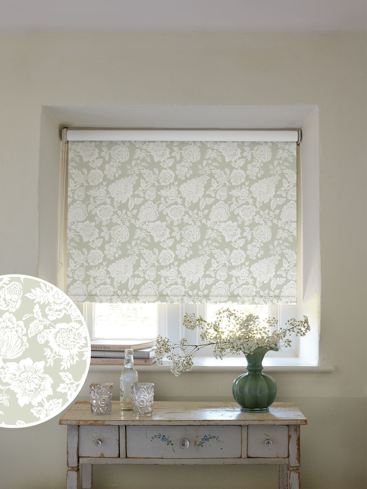Shabby Chic by Rachel Ashwell® Sage Green Stipple Made to Measure Blackout Roller Blind - Image 1 of 6