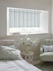 Shabby Chic by Rachel Ashwell® Pale Blue Watercolour Stripe Made to Measure Blackout Roller Blind - Image 2 of 6
