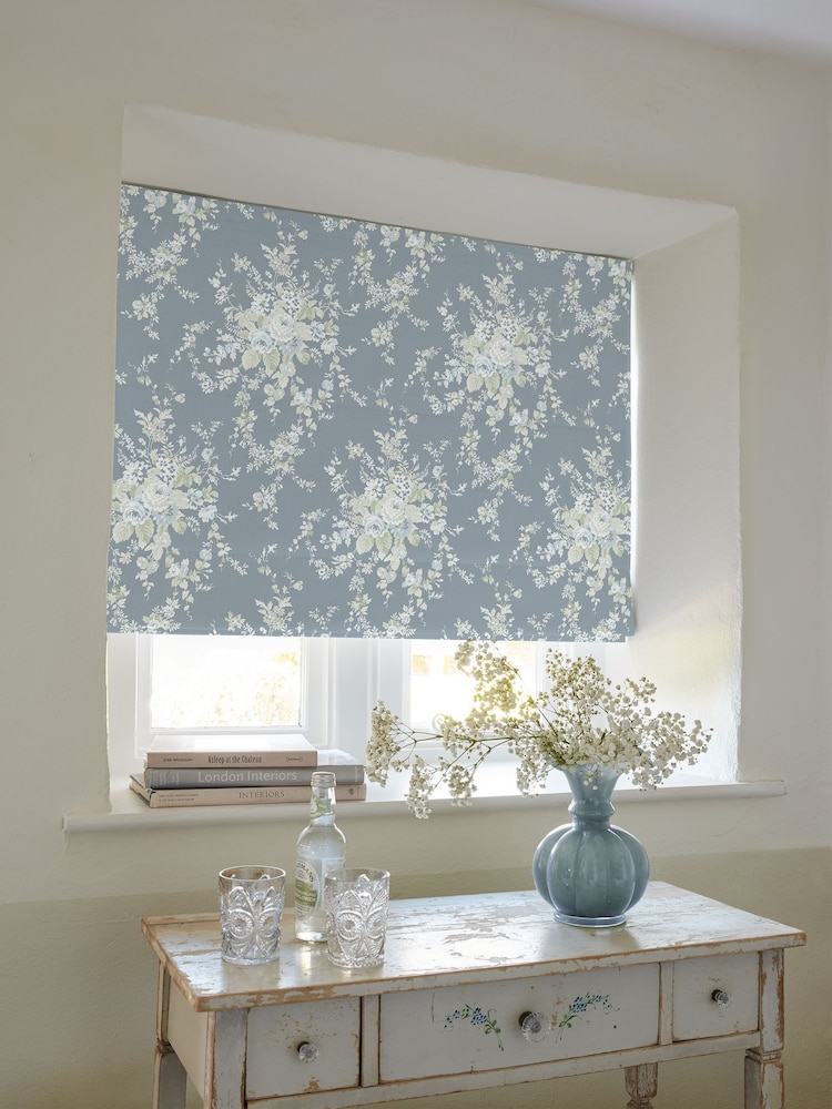Shabby Chic by Rachel Ashwell® Dusky Blue Garden Floral Made to Measure Roman Blind - Image 2 of 6