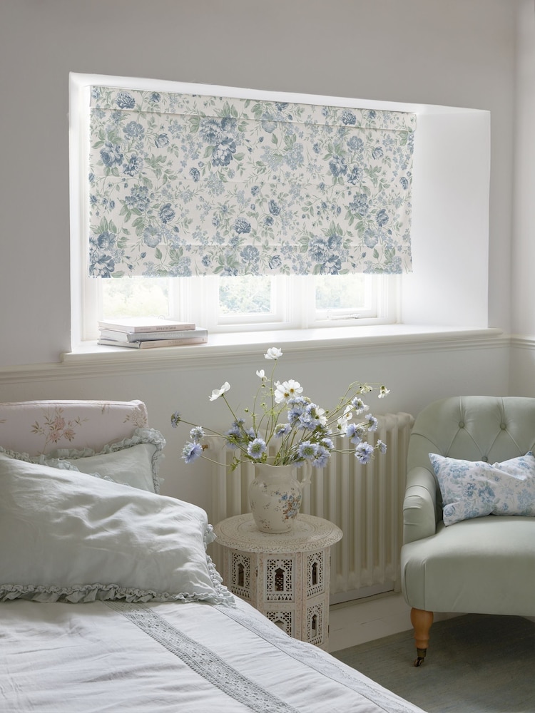 Shabby Chic by Rachel Ashwell® Blue Romantic Rose Made to Measure Roman Blind - Image 2 of 6