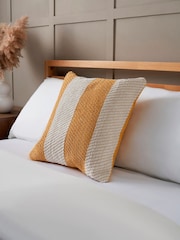 BHS Ochre Herringbone Chenille Cushion - Image 1 of 6