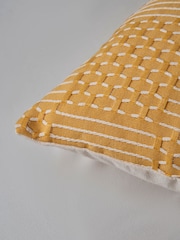 BHS Ochre Cross Check Jacquard Cushion - Image 3 of 6