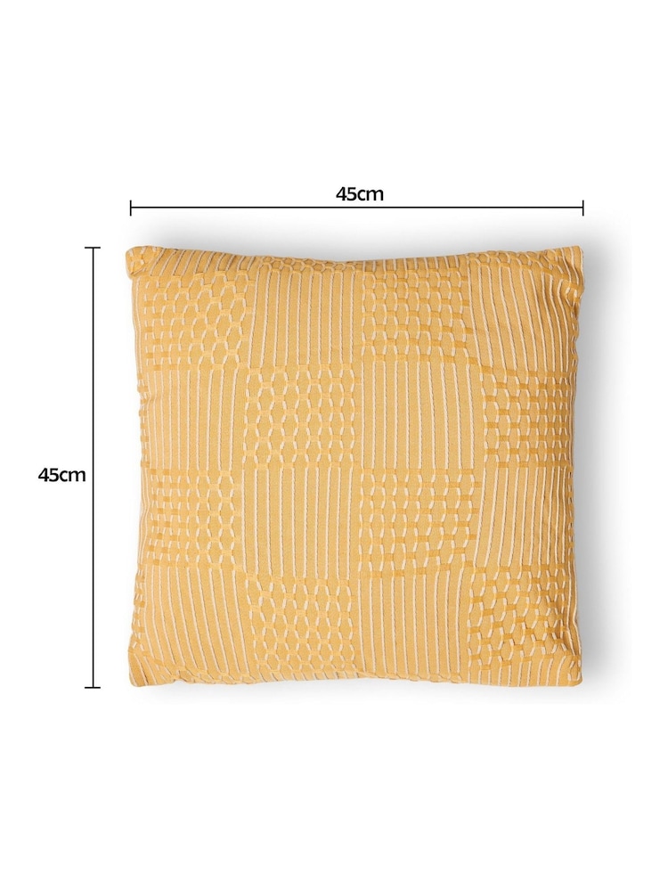 BHS Ochre Cross Check Jacquard Cushion - Image 6 of 6