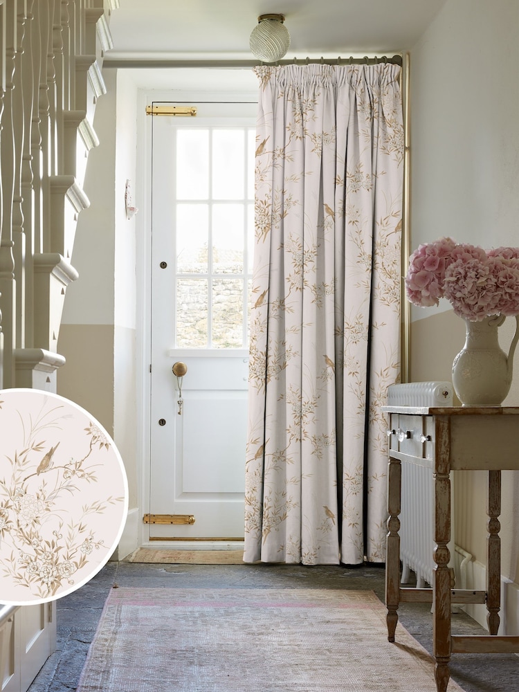 Shabby Chic by Rachel Ashwell® Pink/Tan Bird Chinoiserie Made to Measure Curtains - Image 1 of 9