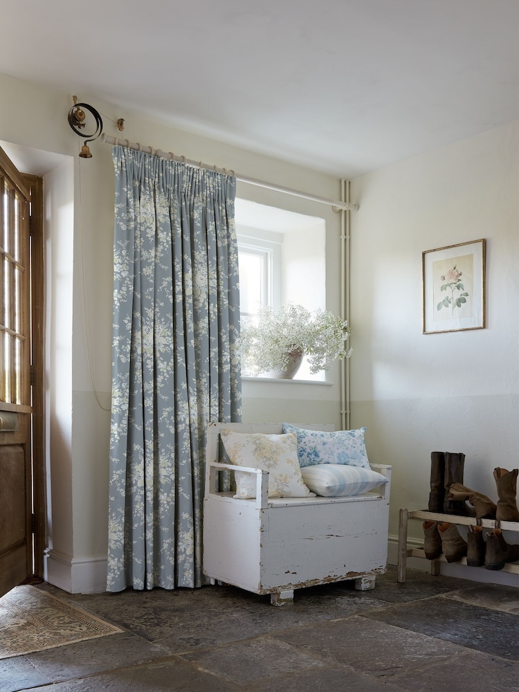 Shabby Chic by Rachel Ashwell® Dusky Blue Garden Floral Made to Measure Curtains - Image 2 of 9