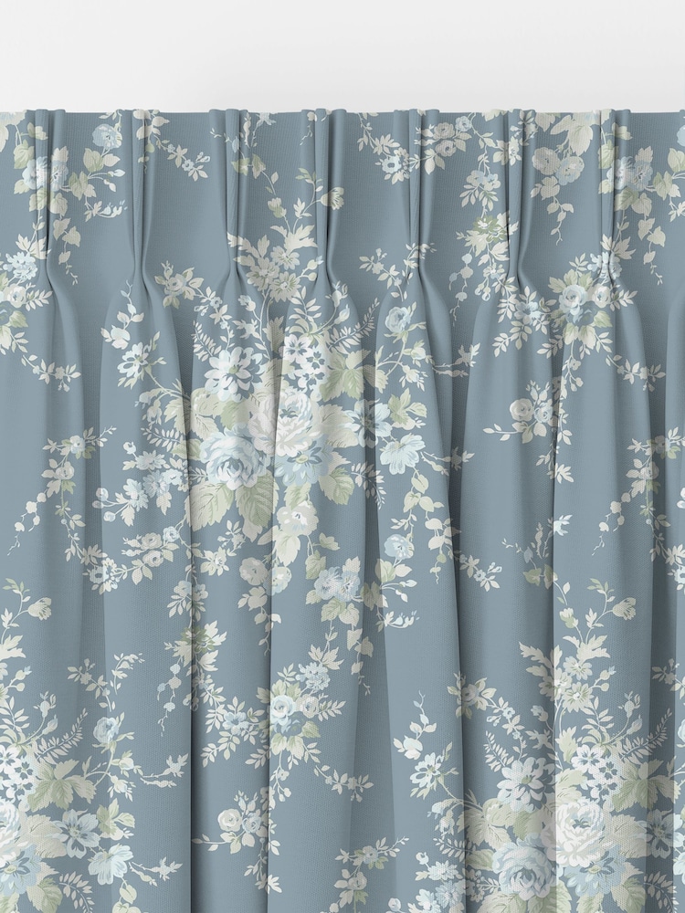 Shabby Chic by Rachel Ashwell® Dusky Blue Garden Floral Made to Measure Curtains - Image 2 of 8 Shabby Chic by Rachel Ashwell® Dusky Blue Garden Floral Made to Measure Curtains - Image 2 of 8
