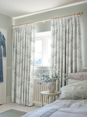 Shabby Chic by Rachel Ashwell® Duck Egg Blue Belle Hydrangea Made to Measure Curtains - Image 2 of 9