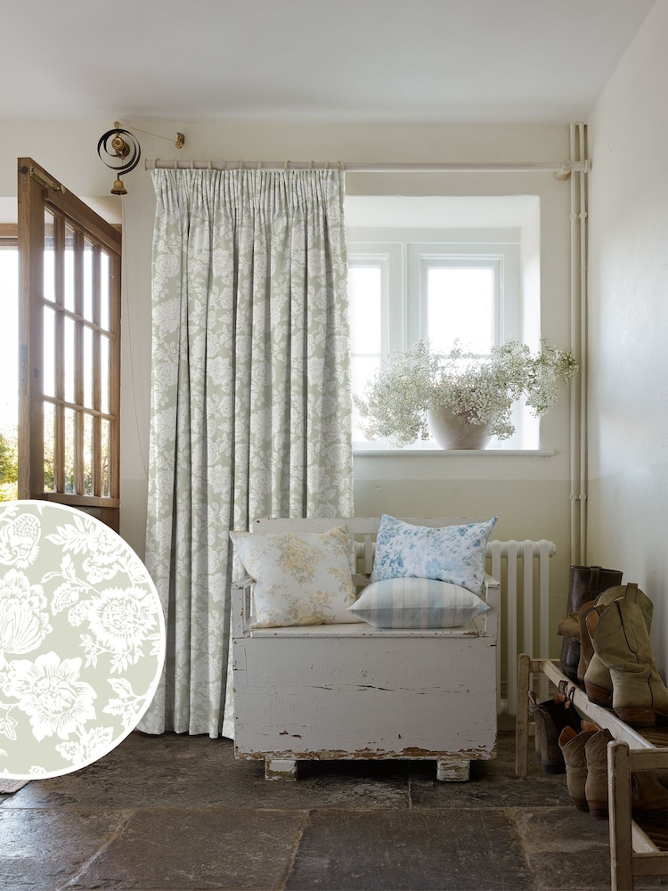 Shabby Chic by Rachel Ashwell® Sage Green Stipple Made to Measure Curtains - Image 1 of 9