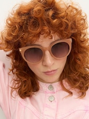 Oliver Bonas Pink Shimmer Preppy Acetate Sunglasses - Image 1 of 6