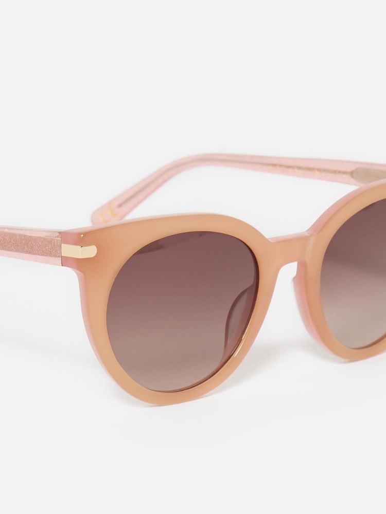 Oliver Bonas Pink Shimmer Preppy Acetate Sunglasses - Image 6 of 6